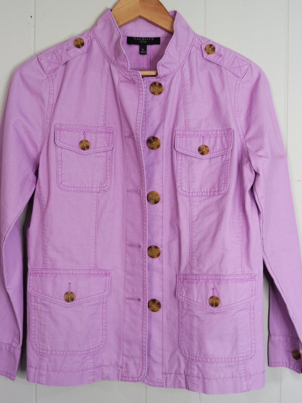 Talbots Lavender Purple Jacket Coat Size Small Petite Spring Classic Buttons